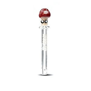 Piteira de vidro BHO Glass Cogumelo Vermelho 6mmx7cm