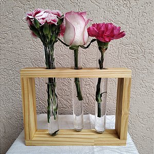 Vaso com 3 Tubos de Ensaio para Flores