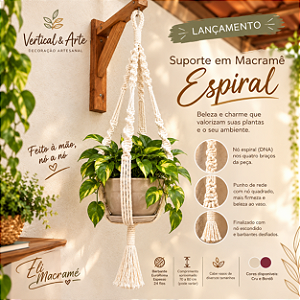 SUPORTE EM MACRAMÉ MODELO ESPIRAL - 80 CM