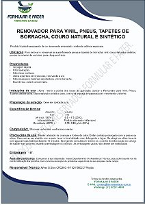 FORMULAÇÃO RENOVADOR PARA VINIL, PNEUS, TAPETES DE BORRACHA, COURO NATURAL E SINTÉTICO