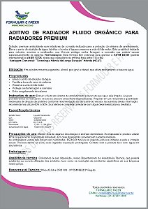 FORMULAÇÃO ADITIVO DE RADIADOR FLUIDO ORGÂNICO PARA RADIADORES PREMIUM