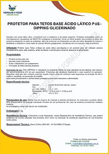 FORMULAÇÃO PROTETOR PARA TETOS BASE ÁCIDO LÁTICO PÓS-DIPPING GLICERINADO