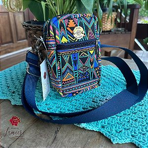 Bolsa Amora - Étnico colorido com azul