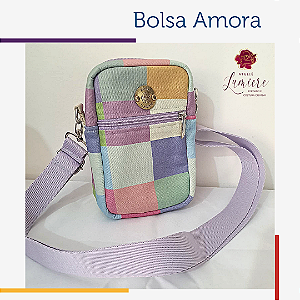 Bolsa Amora - Quadrados coloridos com lilás