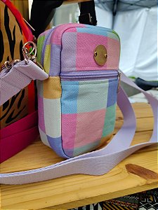 Bolsa Amora - Quadrados coloridos com lilás