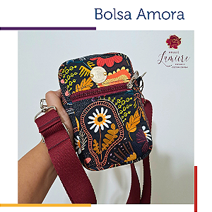 Bolsa Amora - Floral estilizado com bordô