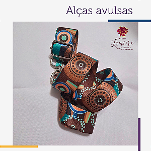 Alça Avulsa - Geométrico marrom e tiffany