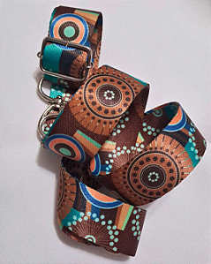 Alça Avulsa - Geométrico marrom e tiffany