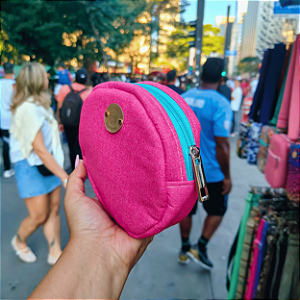 Necessaire Avelã Redonda - Pink com tiffany