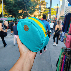 Necessaire Avelã Redonda - Tiffany com amarelo
