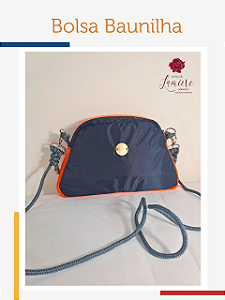 Bolsa Baunilha - Azul marinho com laranja neon