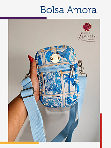 Bolsa Amora - Mosaico Tropical com azul bebê