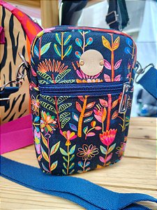Bolsa Amora - Jardim Encanto com azul marinho
