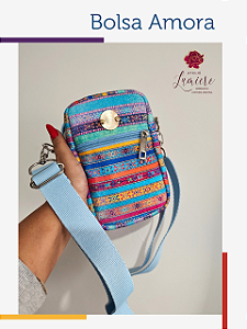 Bolsa Amora - Fitas Indianas com azul bebê