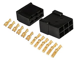 Conector Terminal Plug 6 VIAS MACHO/FEMEA c/terminais PRETO