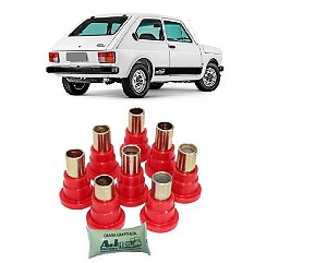Kit Buchas Tras PU Poliuretano 8pçs GRAXA FIAT 147 - PU VERMELHO