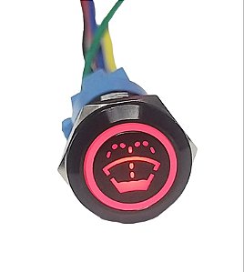 Botão Preto 19mm Led 12v 24V + 5 vias ESGUINCHO