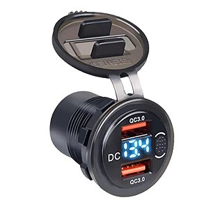 Tomada Universal USB Acendedor Cigarro Turbo Display Digital