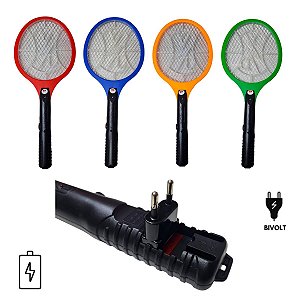 Raquete Elétrica Mata Mosquito Dengue Insetos Recarregável - Verde (2533)