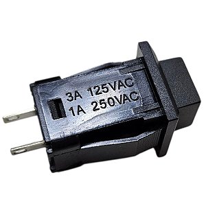 Interruptor Pulso PUSH momentâneo C/Trava Quadrado Preto