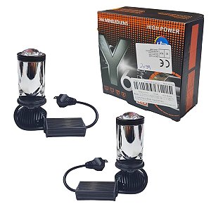 KIT Lâmpada Y6D H4 LED Lente Projetor Farol Projetor C/ Ventilador Refrigeração 90W  Hi Lo Beam Bulbo 12V 6000K Bi LE L
