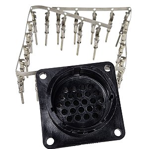 Kit 24 Vias Conector Painel Com Aba Circular Macho (3195)