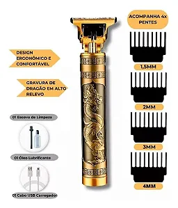 hair-clipper maquina de acabamento dragao hair trimmer,recarregavel ,4 pentes+cabo