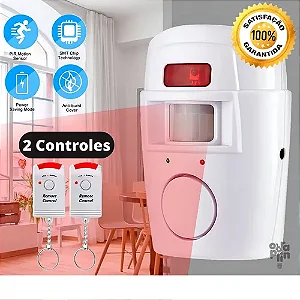 mini-alarme alarme residencial sem fio com sensor de presença+2 controles+suporte fixação