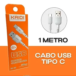 kd-28c cabo carregador tipoc 3a,1m, kaidi kd-28c