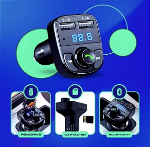 aj-s05 adaptador carregador transmissor usb bluetooth veicular fm