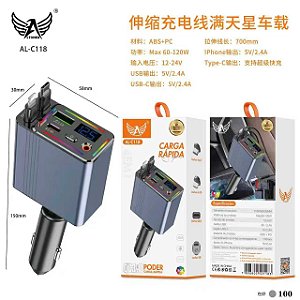 al-c118 carregador turbo +cabo retratiol ios e tipo c