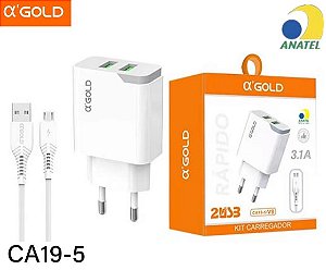 ca19-5 kit carregador v8 3,1a ,2usb