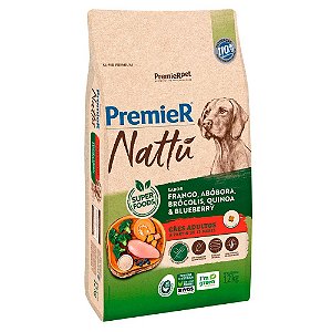 Ração Premier Nattu Cães Adultos Sabor Frango e Abóbora 12kg