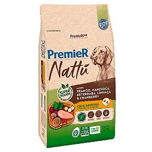Ração Premier Nattu Cães Adultos Sabor Frango e Mandioca 12kg