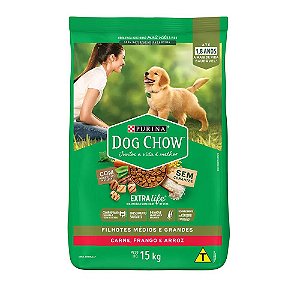 Ração Dog Chow Cães Filhotes Médios e Grandes Sabor Frango e Arroz 15kg