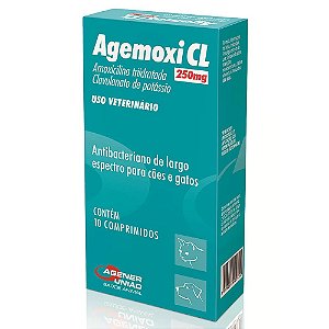 Antibiótico Agener Agemoxi CL Cães e Gatos 250mg Com 10 Comp