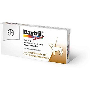 Antibiotico Baytril Elanco Flavour Cães E Gatos 150Mg 10 comprimidos