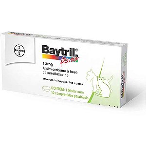 Antibiotico Baytril Elanco Flavour Cães E Gatos 15Mg 10 comprimidos