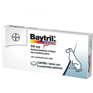 Antibiotico Baytril Elanco Flavour Cães E Gatos 250Mg 6 comprimidos