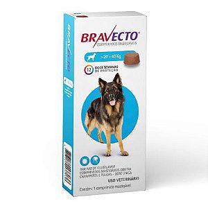 Antipulgas Bravecto Cães Oral 20 A 40Kg 1000Mg