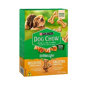 Biscoito Dog Chow Cães Adultos Mini Carinhos Integral 500g