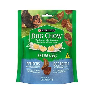 Petisco Dog Chow Cães Filhotes Carinhos Banana e Leite 75g