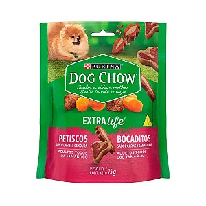 Petisco Dog Chow Cães Adultos Carinhos Mix Carne e Cenoura 75g