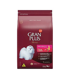Ração GranPlus Menu Cães Adultos Mini Sabor Carne e Arroz