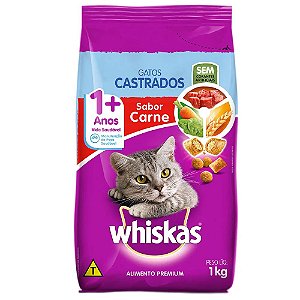 Ração Whiskas Dry Gatos Adulto Castrados Sabor Carne