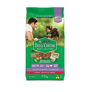 Ração Dog Chow Cães Filhotes Minis e Pequenos Carne, Frango e Arroz
