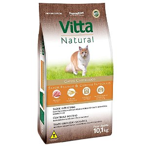 Ração Vitta Natural Gatos Castrados Sabor Frango e Cereais Integrais 10kg