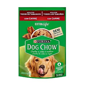 Ração Úmida Dog Chow Cães Adultos Sabor Carne Sache 100g