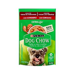 Ração Úmida Dog Chow Cães Adultos Sabor Cordeiro Sache 100g
