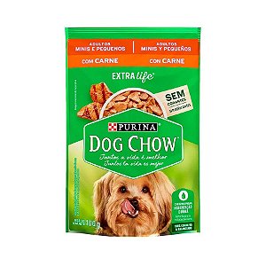 Ração Úmida Dog Chow Cães Adultos Raças Pequenas Sabor Carne Sache 100g